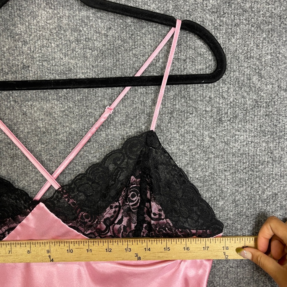 Vintage Y2K Frederick's of Hollywood Satin Slip Dress XL Excellent Lace - Picture 5 of 8